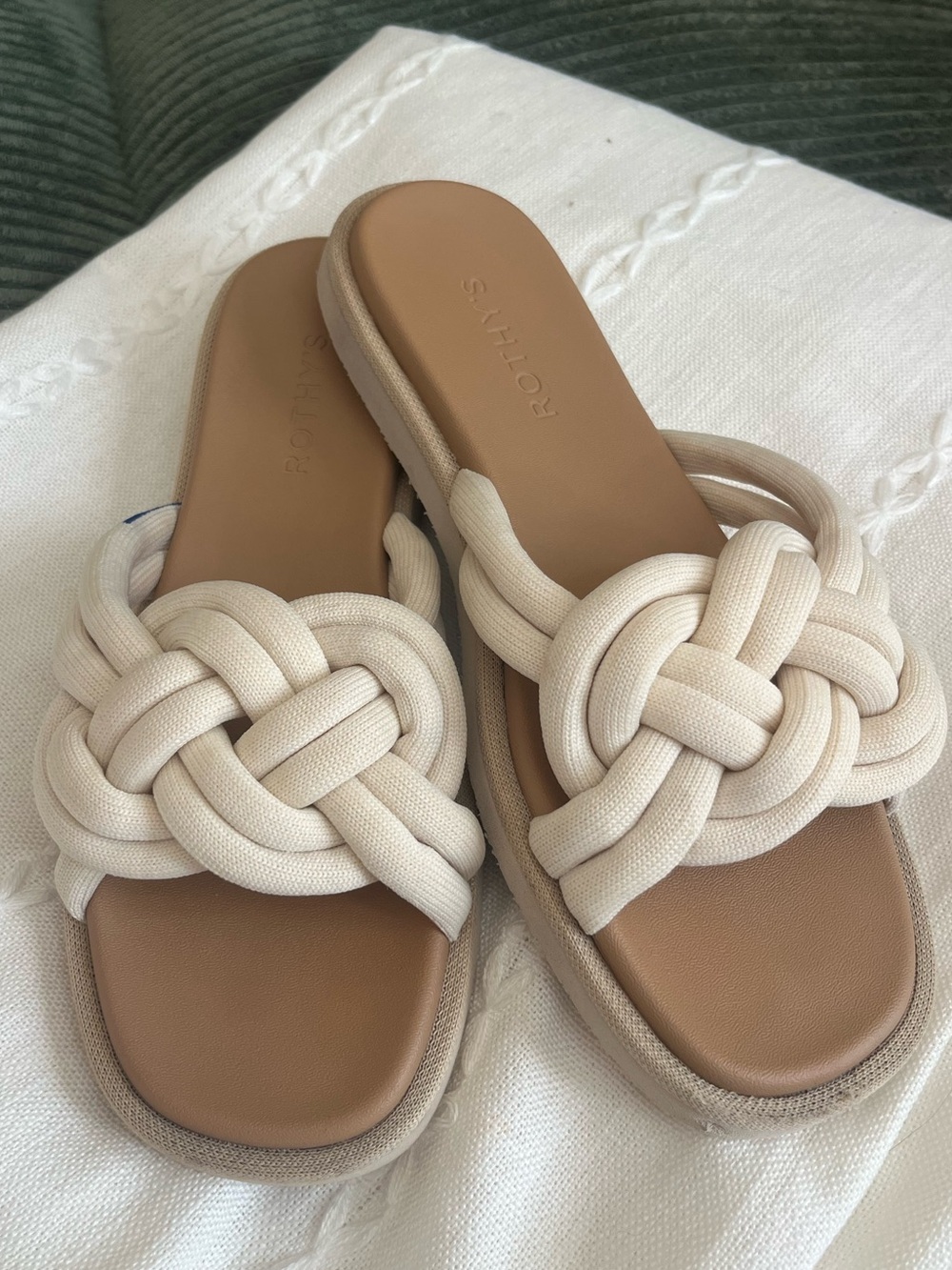 Rothy's Women's Cream Knotted Slide Sandals